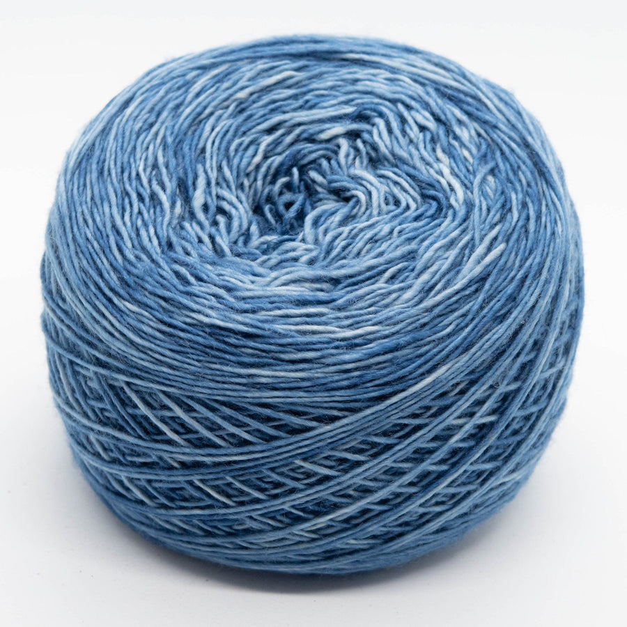 Naturally dyed merino/ cashmere/ silk blend singles yarn in Indigo blue