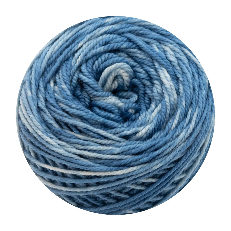 Naturally dyed pure merino in BlueBert - indigo and white colourway
