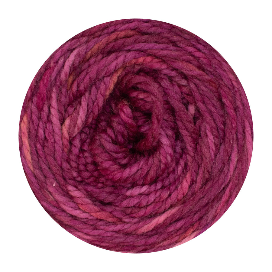 2ply bulky hand dyed sock yarn, naturally dyed, purple pink