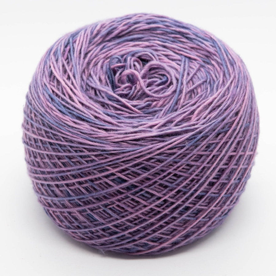 Naturally dyed merino/ cashmere/ silk blend singles yarn in purple and blue